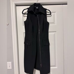 Carlisle “Per Se” Black Sleeveless Vest Dress. Full zip with pockets.